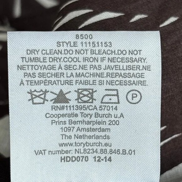 NEW Tory Burch Cotton Leaf Print Shirt Brown White Size 14 - Picture 13 of 13